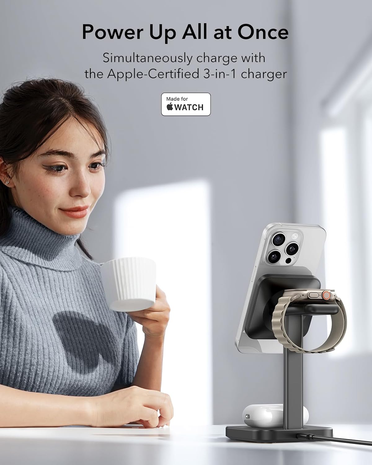  ESR Qi2 3-in-1 Charger Stand Designed for Magsafe